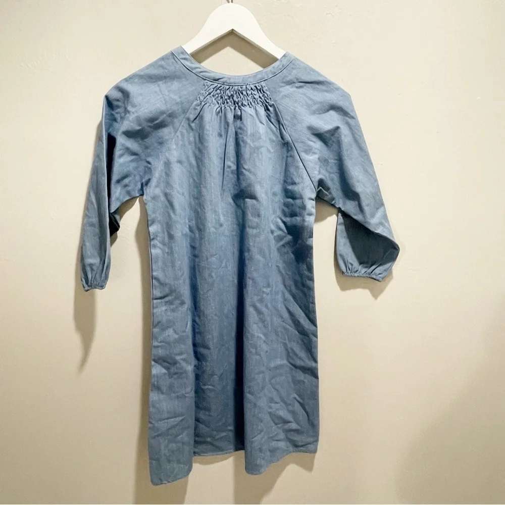 New SMUKKE BY A2J Big Girl’s Dress Blue Chambray Embroidered Sequins Size 14